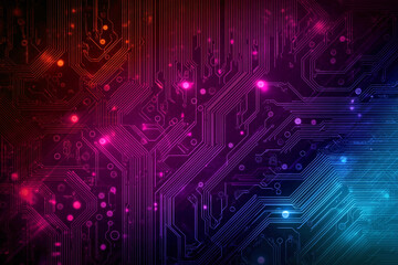 neon purple board placed on top of a computer motherboard AI