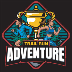 Trail Run Adventure Mascot Logo Illustration
