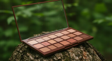 Eyeshadow Makeup Palette with Mirror with Nature Background