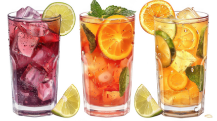 Empty cocktail glass PNG set bundle, transparent isolated background. Mixology, bar inventory glassware, various drink glasses collection. Highball, rocks, martini, champagne, old fashioned, tumbler.