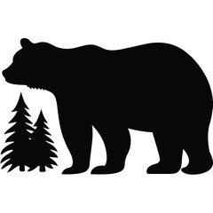 Black Bear Silhouette Vector Wildlife Animal Clipart for Nature and Outdoor Designs