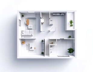 Modern Apartment Floor Plan, Top-Down View, Minimalist Design.