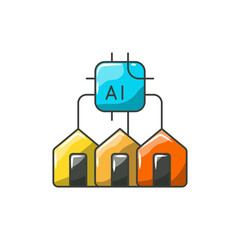 Smart Home AI Icon, Connected House Technology Vector