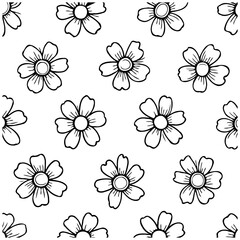 Obraz premium Seamless pattern with floral design, black and white flower background for fabric design textiles wallpaper stationary design scrapbook