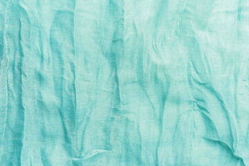 Mint linen fabric texture background close up