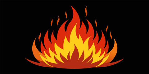 Minimalist yet powerful fire design on dark background, perfect for icons, apps and digital content