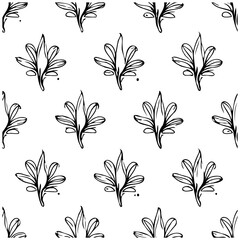 Elegant botanical seamless pattern featuring delicate line art foliage for sophisticated backgrounds and designs with a minimalist aesthetic