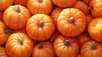 Vibrant orange pumpkins stacked together at a local market in autumn showcasing seasonal harvest