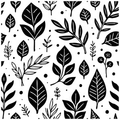 Seamless leaf pattern with botanical elements provides a nature-inspired design with artistic expression for creative projects