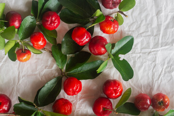 acerola cherry on white background