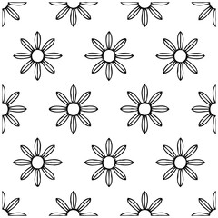 Obraz premium Floral vector pattern seamless background simple design white backdrop repeating flowers monochrome ornament organic nature element minimalist decoration