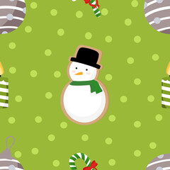 Seamless Christmas Pattern with Santa Claus and Holiday Icons