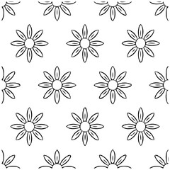 Floral outline seamless pattern on white backdrop great for design projects and textile arts with nature elements