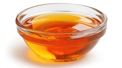 Honey pot and dipper on white background.