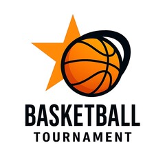 Modern Basketball Tournament Logo Minimal Star and Swoosh Design