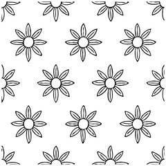 Seamless pattern of hand drawn daisy flowers ideal for spring or summer backdrops and backgrounds