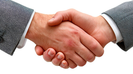 Formal Agreement: Two hands clasped in a firm handshake, conveying the essence of a business partnership, agreement, and professional respect.