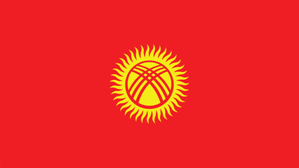 Vector illustration of Kyrgyzstan national flag in 16:9 ratio, clean design, ideal for presentations, education, events, and graphic projects.