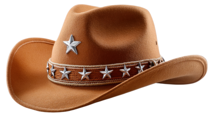 Cowboy Hat's timeless charm: This exquisite cowboy hat, embodying classic Americana, makes a striking fashion statement. Its rich color, intricate design, and star embellishments offer a unique flair.