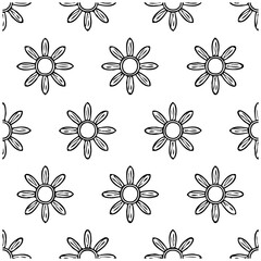 Seamless floral pattern showcasing stylized flowers with eight petals, ideal for surface designs and textile prints, decorative element