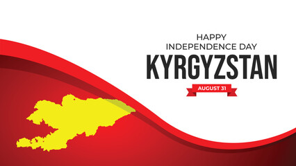 Independence Day greeting template of Kyrgyzstan, August 31. Modern 16:9 mockup vector for celebration, patriotic design, and national holiday theme.