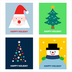 Merry Christmas modern card set elements greeting text lettering  vector.