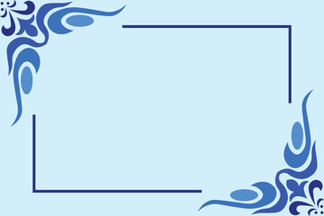 Blue decorative frame with floral corner ornaments on light background, ideal for certificates, invitations, greeting cards, posters, or elegant decorative design.