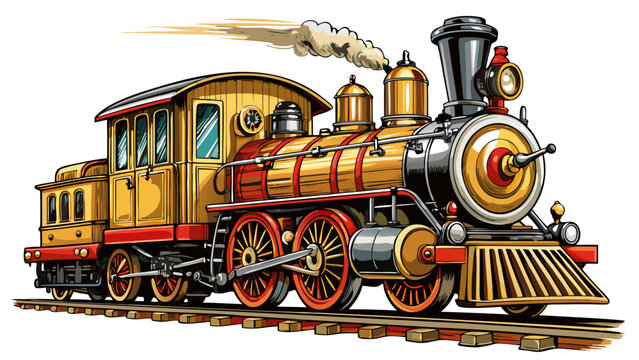  very beautiful Retro steam locomotive transport sketch. Train symbol vintage vector illustration white background