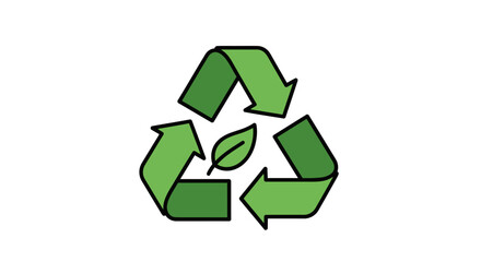 Obraz premium A vibrant green recycling symbol with a central leaf powerfully embodies environmental sustainability, ecological responsibility, and the vital circular economy.