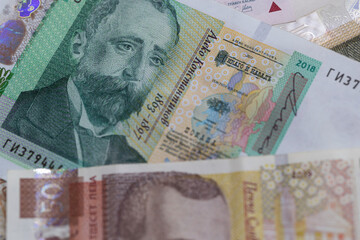 Fototapeta premium A Composition of Bulgarian Lev Banknotes