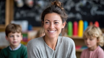 Naklejka premium Childhood Education Scene with Hands-On Learning Materials