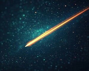 Clean space scene with shooting star and minimal motion blur in deep blue tones