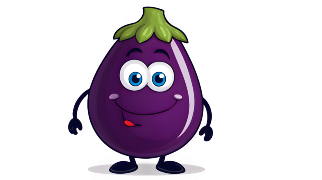 purple eggplants isolated on white background