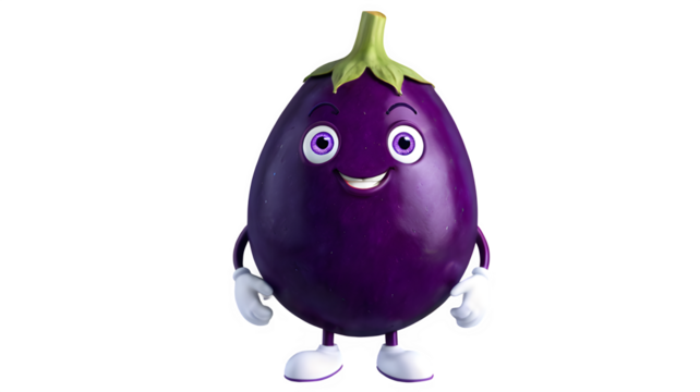 purple eggplants isolated on white background