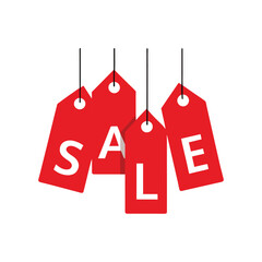 sale tag with red ribbon