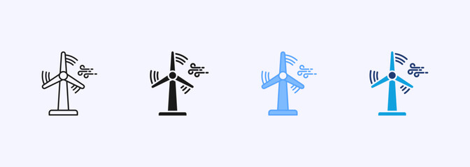 Wind Energy Icons Multiple Style Collection Set