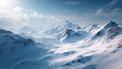 Obraz premium Snowy mountain range panorama (1)