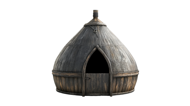 PNG a model of a round house made of wood on a transparent background - Powered by Adobe