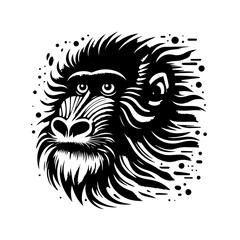 Stylized illustration of a gorillas face isolated on white