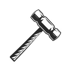 Black and white illustration of a sledgehammer with a textured handle tool construction