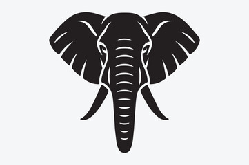Majestic Elephant Head Silhouette Graceful Wildlife Representation and Symbolic Strength Animal Kingdom Iconography Portraying Nature's Gentle Giant