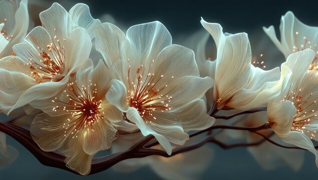 Glowing ethereal cherry blossoms - Powered by Adobe