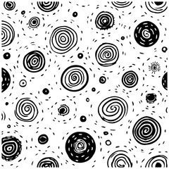 Elegant monochromatic swirling pattern design with intricate detailing perfect for modern textiles and backdrops that evokes calmness