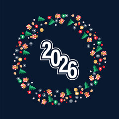 Creative 2026 Christmas calendar poster with decorative holiday background.