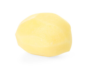 One peeled raw potato isolated on white