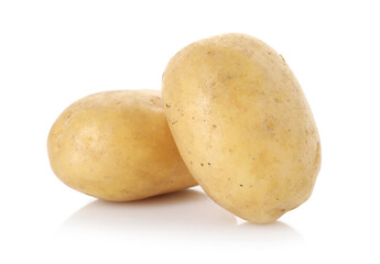 Two fresh raw potatoes isolated on white