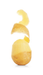 Raw potato with peel isolated on white