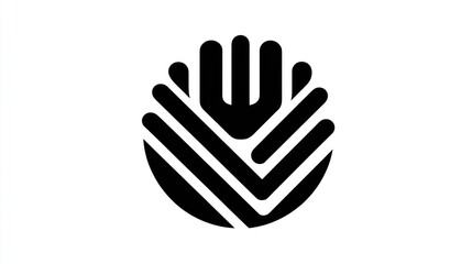 Obraz premium Abstract black circle logo, stylized hands/floral design