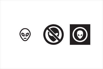 Simple black and white alien icon set, including acceptance and rejection symbols.