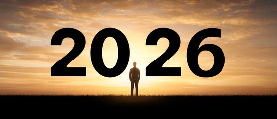 Achieve your new year goals in 2026 a happy journey towards success at dreamy sunset